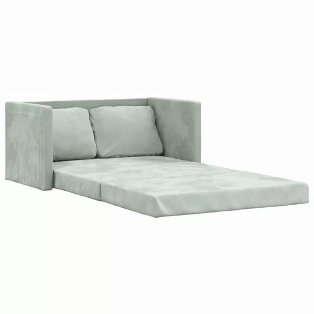 vidaXL Sofa Bodensofa mit Schlaffunktion Hellgrau 122x204x55 cm Samt günstig online kaufen