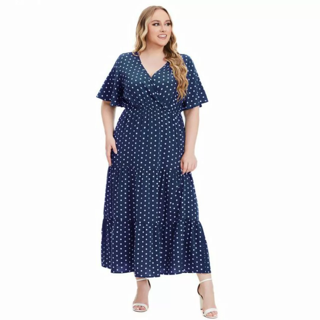 jalleria Dirndl Kurzärmliges Kleid mit Punktmuster, Sommerkleid, langes Kle günstig online kaufen