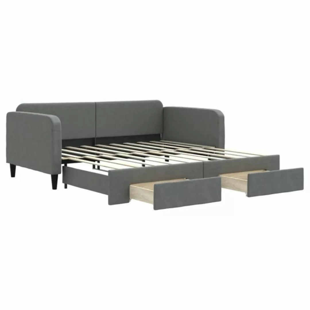 vidaXL Bett Tagesbett Ausziehbar mit Schubladen Dunkelgrau 90x190 cm Stoff günstig online kaufen