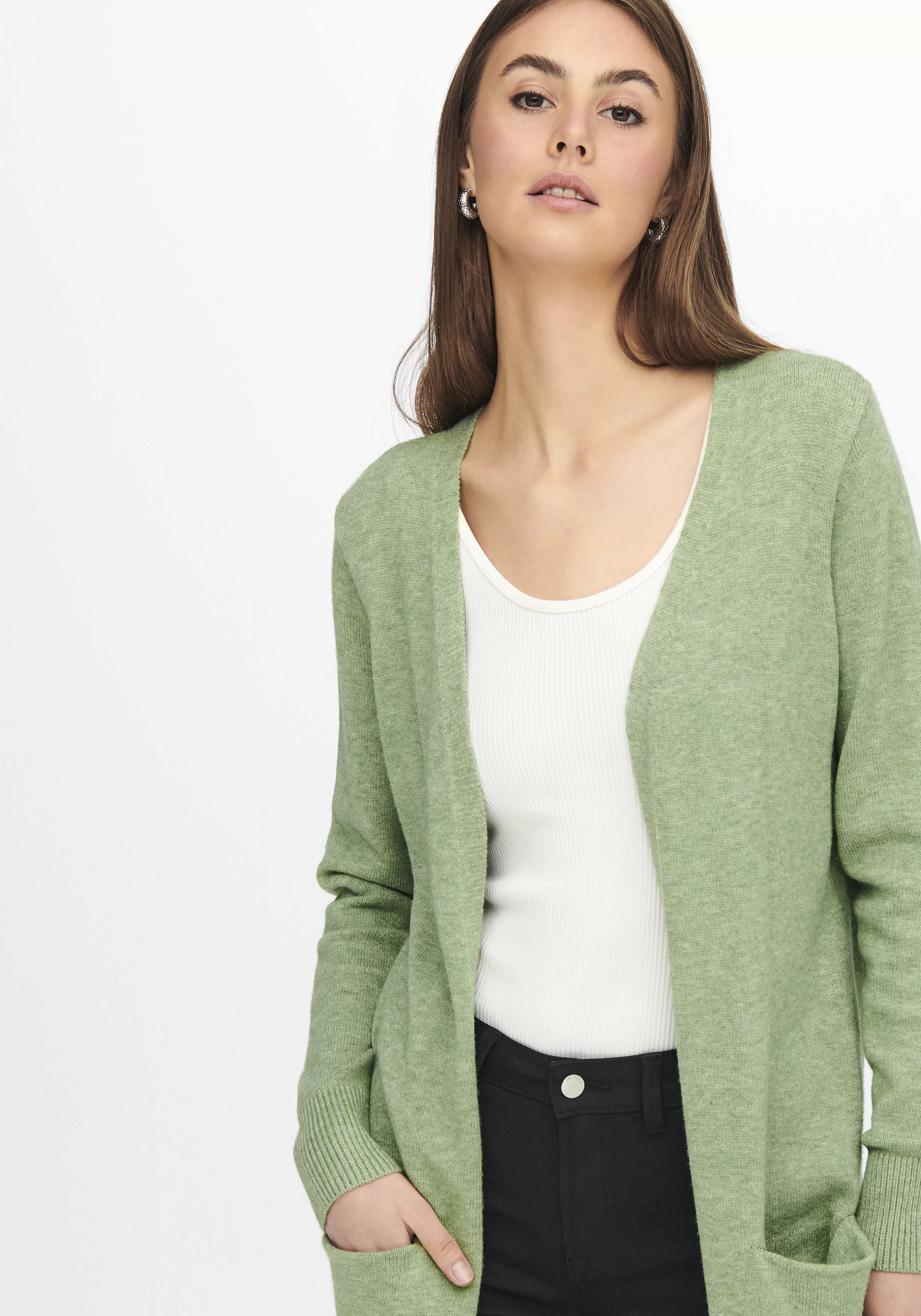 ONLY Langer Strickjacke Damen Grün günstig online kaufen
