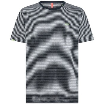 Sun68  T-Shirts & Poloshirts Blau-weies Leinen-T-Shirt mit Strandstreifen günstig online kaufen