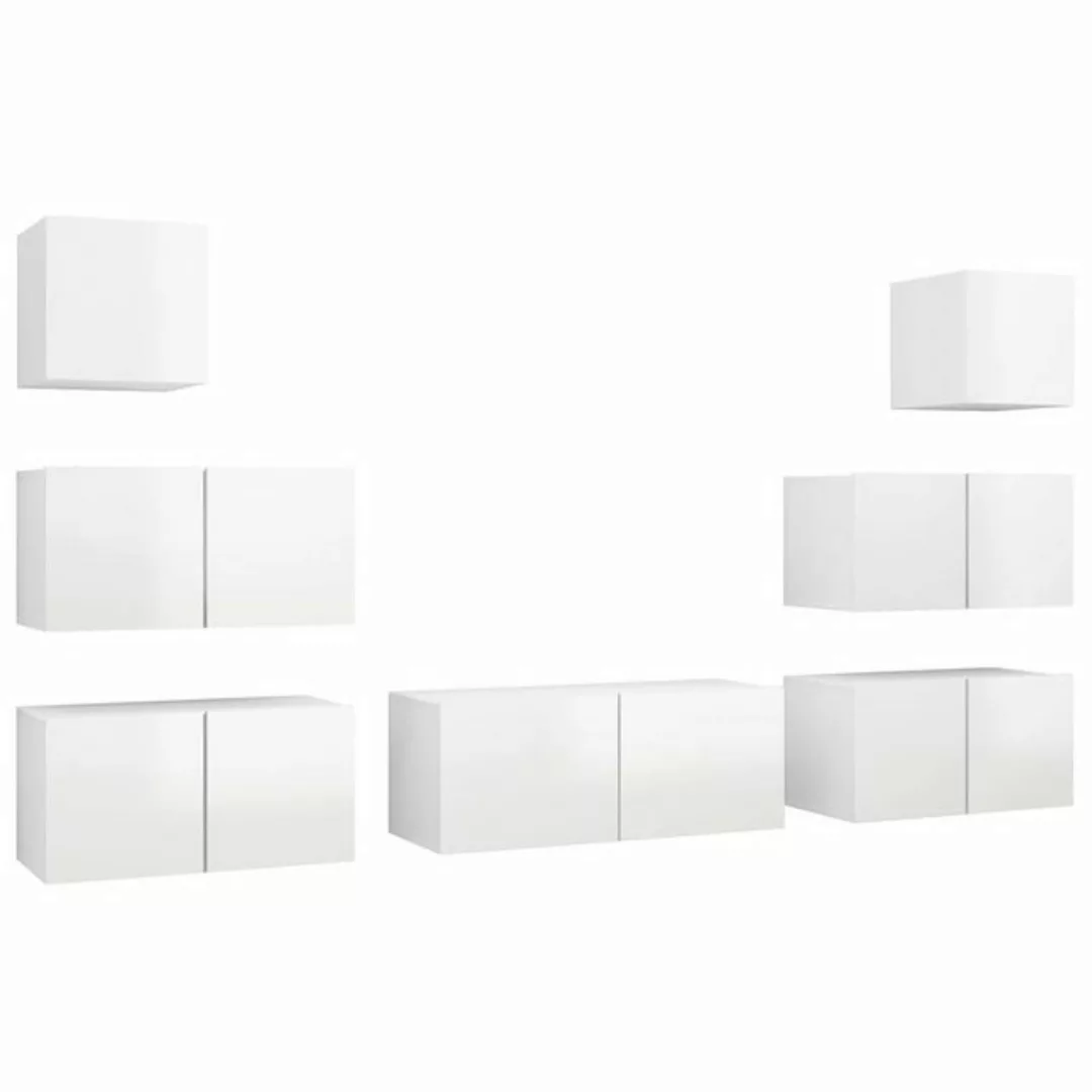 furnicato TV-Schrank 7-tlg. TV-Schrank-Set Hochglanz-Weiß Holzwerkstoff (7- günstig online kaufen