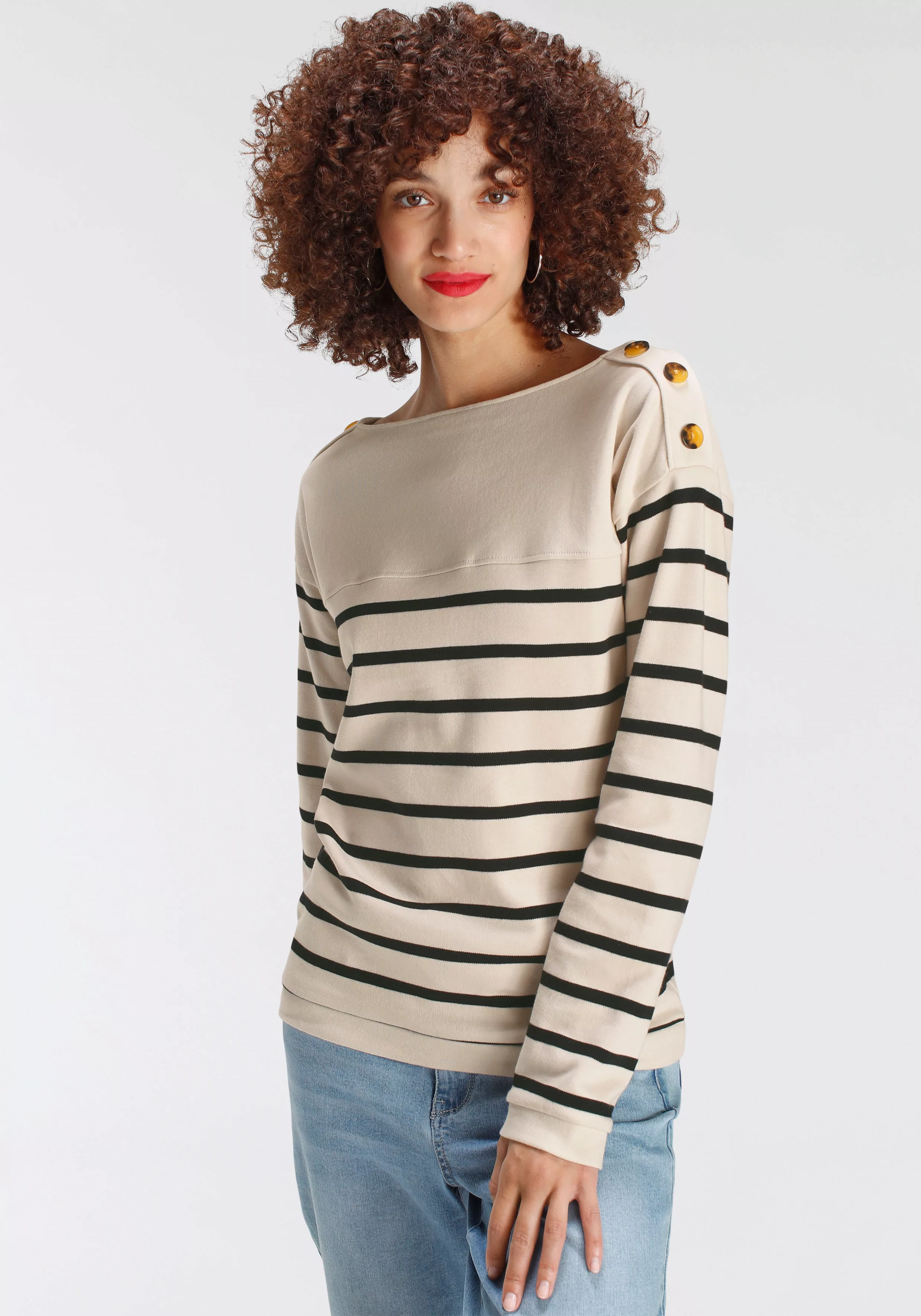 AJC Sweatshirt, mit Zierknöpfen auf der Schulterpartie - NEUE KOLLEKTION günstig online kaufen