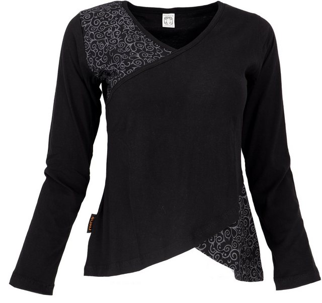 Guru-Shop Longsleeve Langarmshirt Boho-chic - schwarz alternative Bekleidun günstig online kaufen