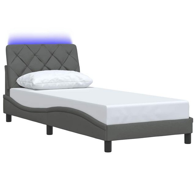 vidaXL Bett Bettgestell mit LED ohne Matratze Dunkelgrau 90x200 cm Stoff günstig online kaufen