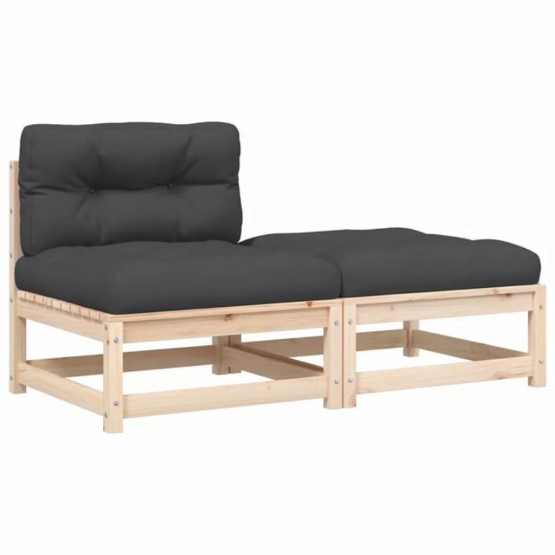 vidaXL Sofa, Gartensofa ohne Armlehnen mit Kissen und Hocker günstig online kaufen