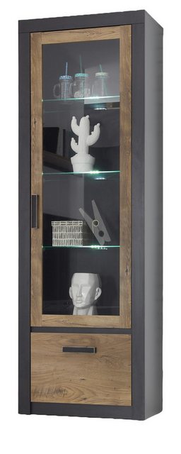 Furn.Design Vitrine Beveren (Standvitrine in Kastanie und Fresco grau, 2-tü günstig online kaufen