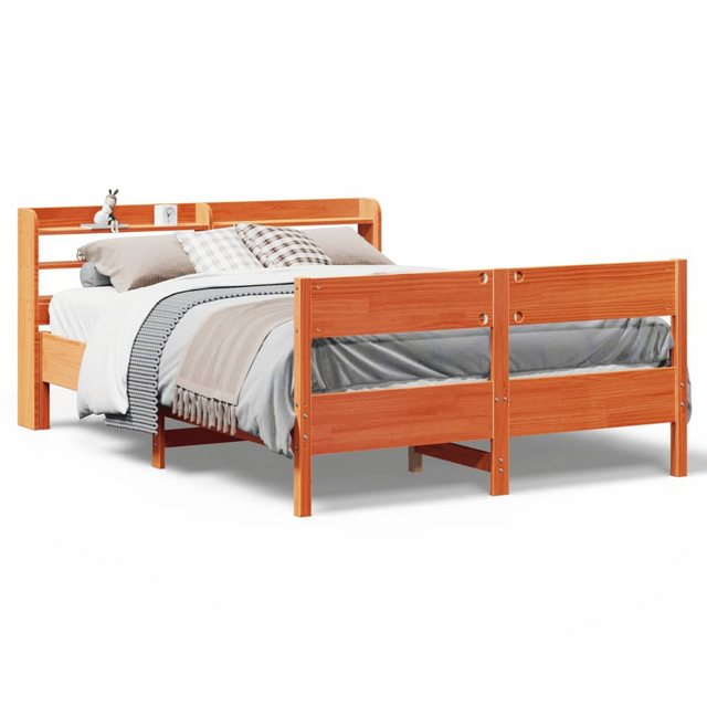 vidaXL Bett, Massivholzbett ohne Matratze Wachsbraun 160x200 Kiefernholz günstig online kaufen