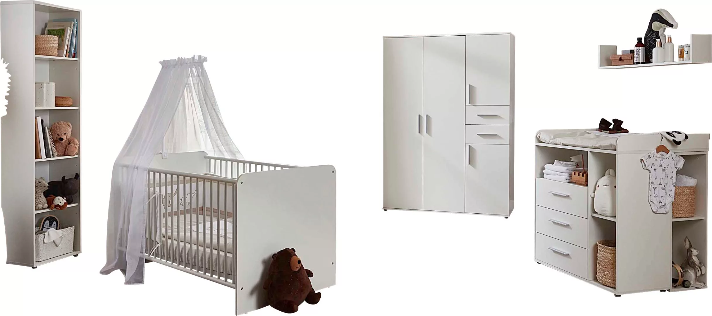 BMG Möbel Babyzimmer-Komplettset "Lea", (Set, 7 tlg., Bett, Wickelkommode, günstig online kaufen