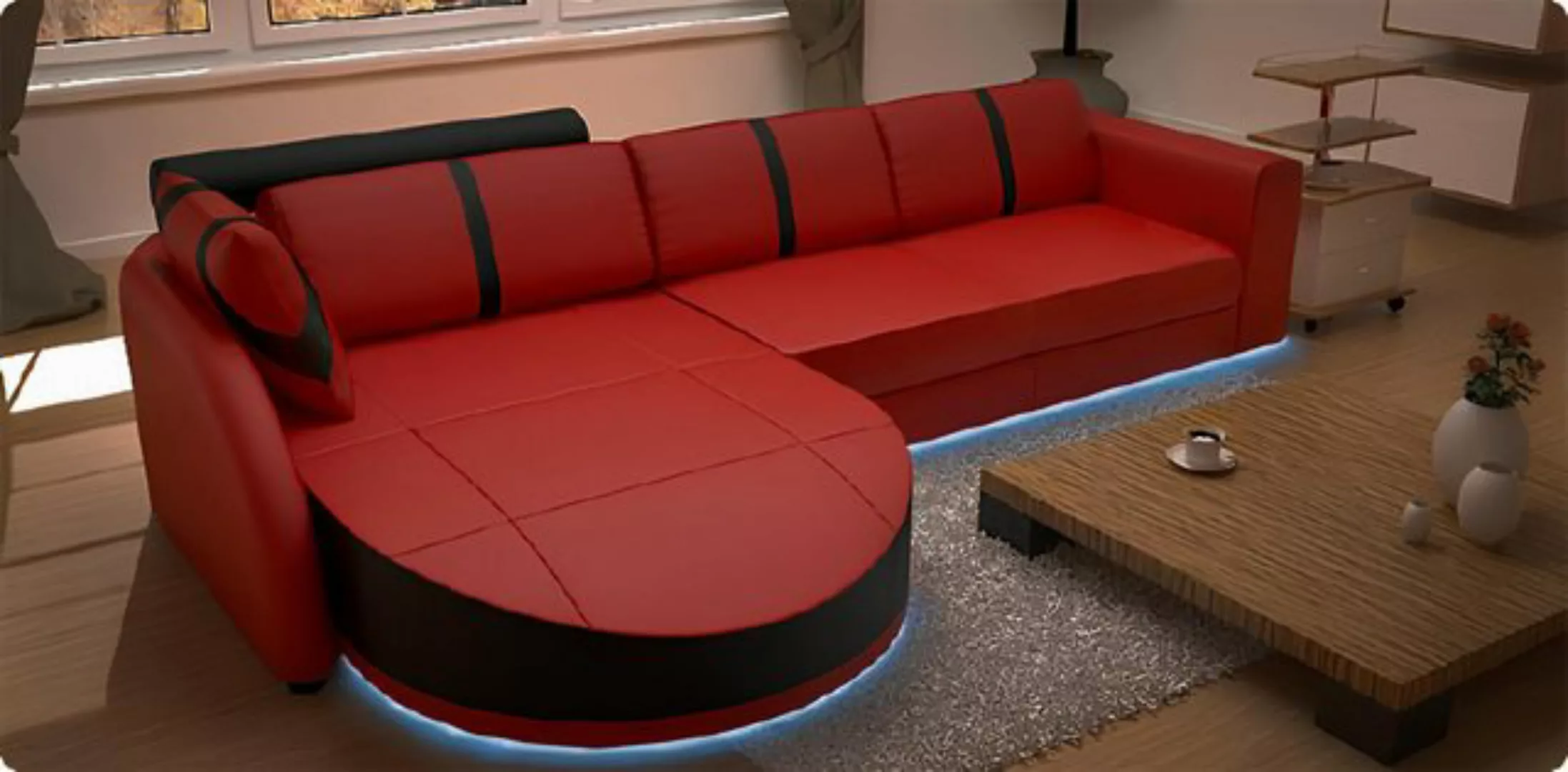 Xlmoebel Ecksofa DESIGNERSOFA Schlafcouch Ledereckcouch mit USB Ledersofa E günstig online kaufen