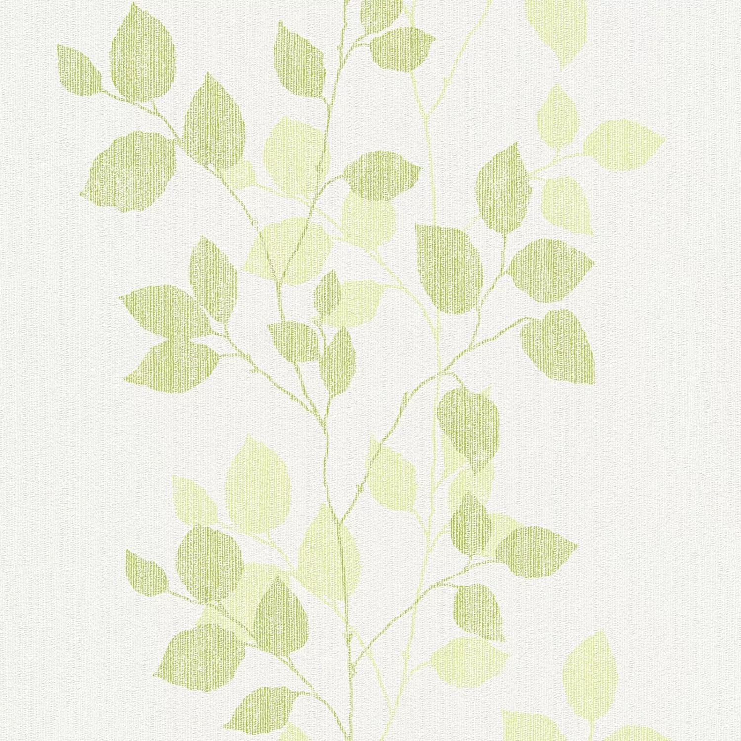 Bricoflor Blätter Tapete Weiß Grün Florale Vinyl Vliestapete mit Ranken in günstig online kaufen