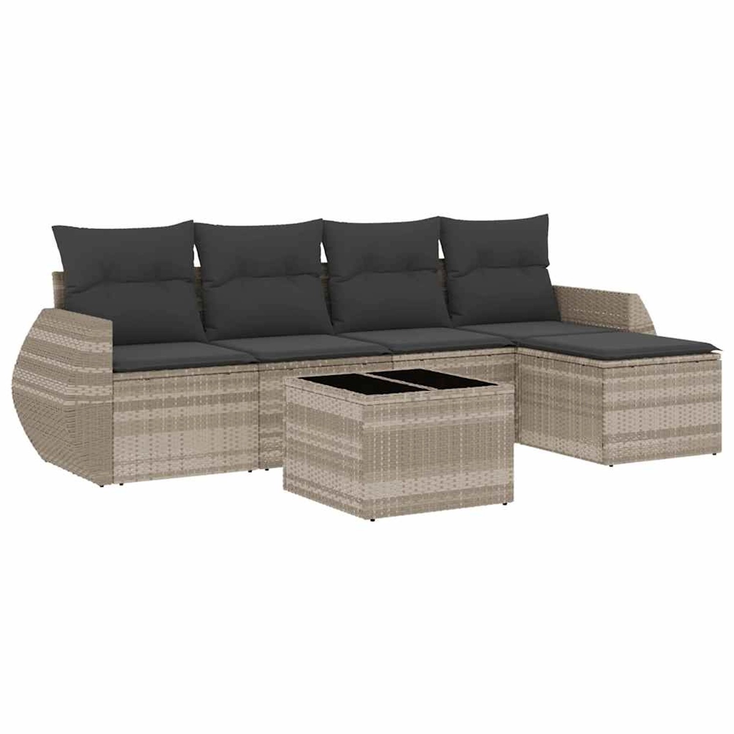 vidaXL 6-Tlg Garten-Sofagarnitur mit Kissen Hellgrau Poly Rattan 3221301 günstig online kaufen