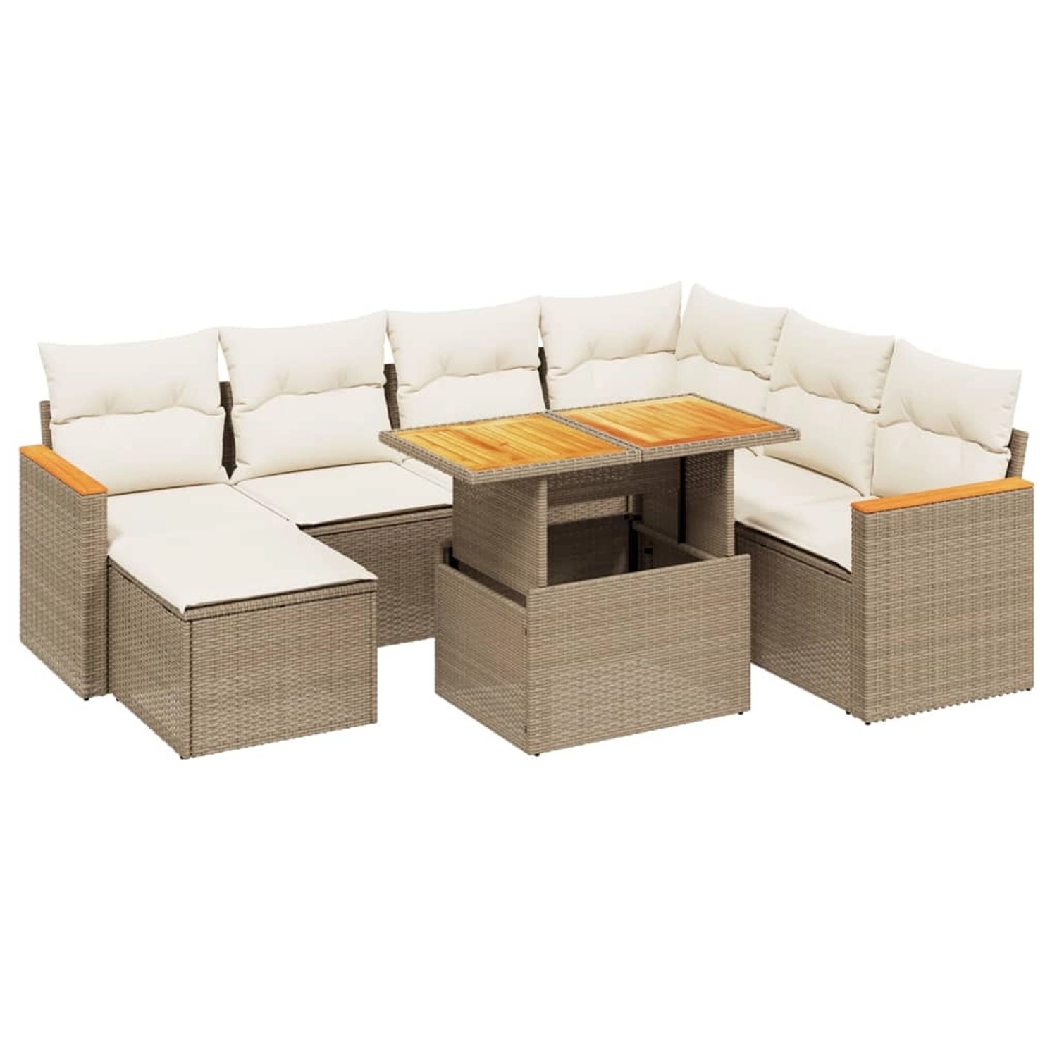 vidaXL 8-Tlg Garten-Sofagarnitur mit Kissen Beige Poly Rattan 3273193 günstig online kaufen