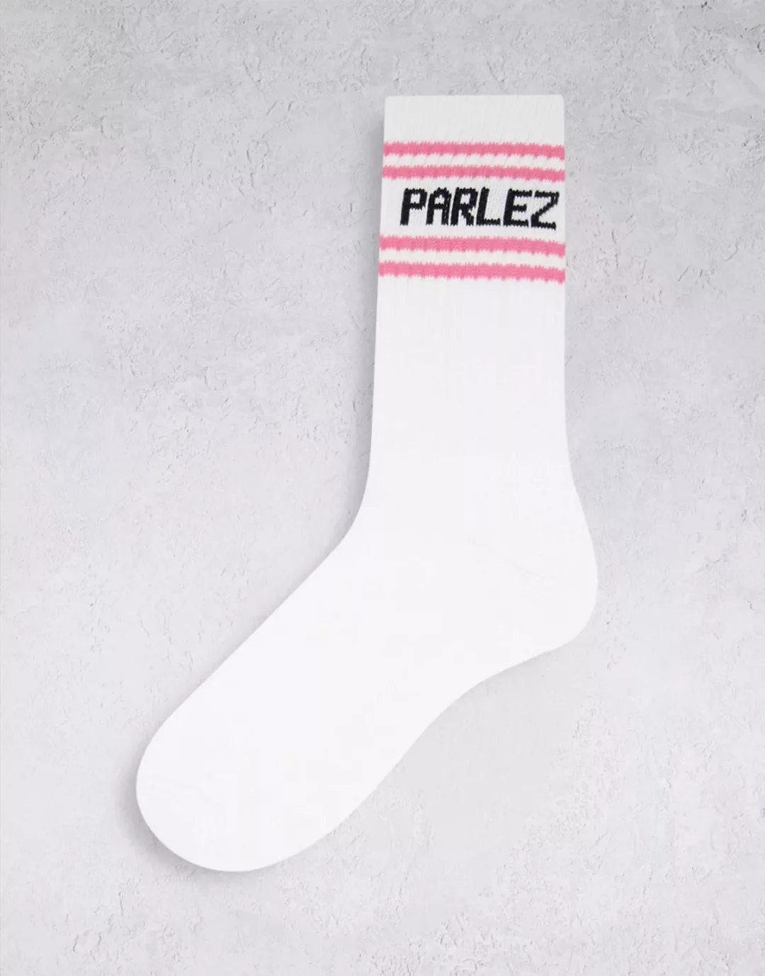 Parlez – Rode – Socken mit Zierstreifen in Rosa-Weiß günstig online kaufen