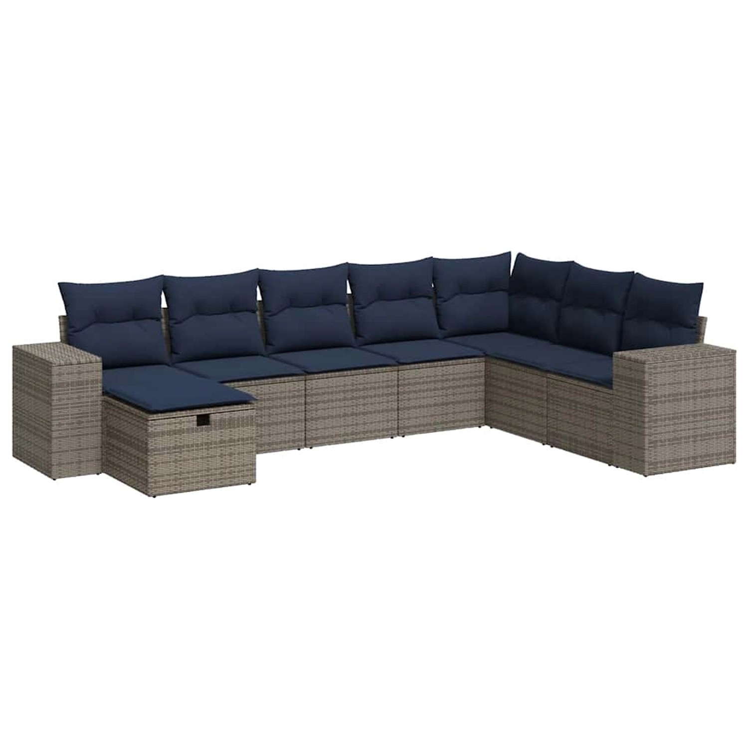 vidaXL 8-Tlg Garten-Sofagarnitur mit Kissen Grau Poly Rattan 3325737 günstig online kaufen