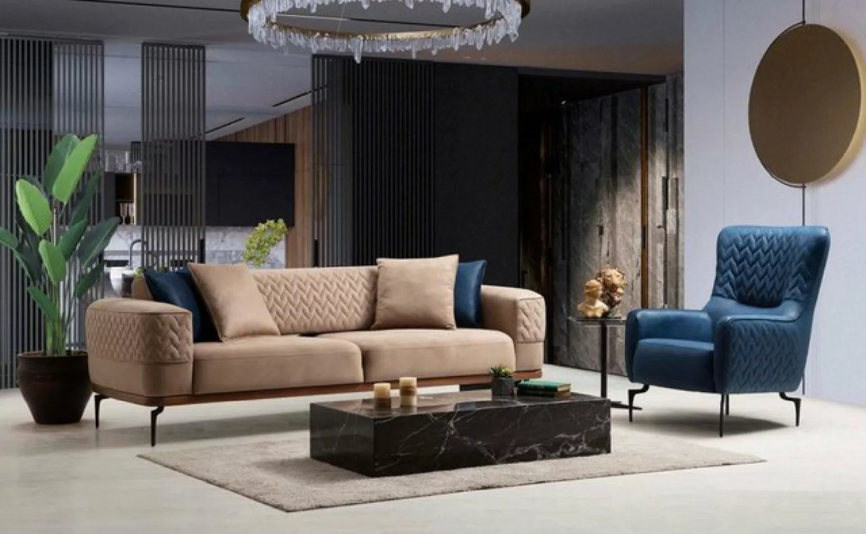 JVmoebel Sofa Sofagarnitur Sofa Luxus Garniur Sofas Sessel 3+1 Sitzer Moder günstig online kaufen