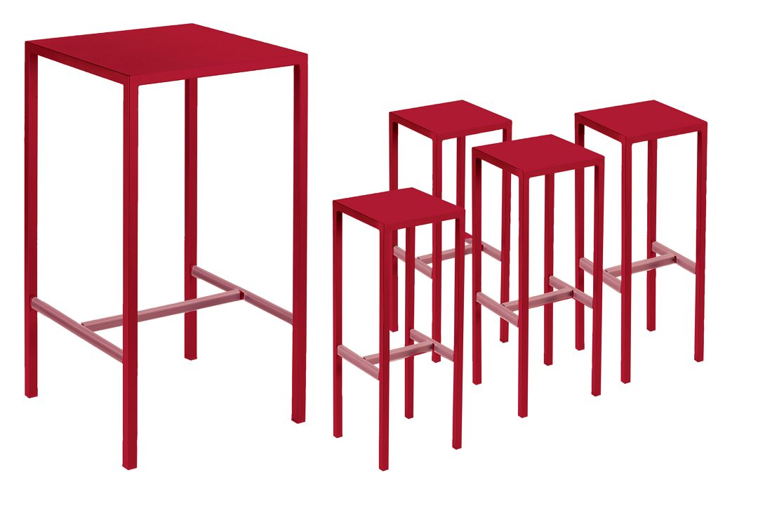 Set Bartisch mit 4 Barhockern Seaside rot günstig online kaufen