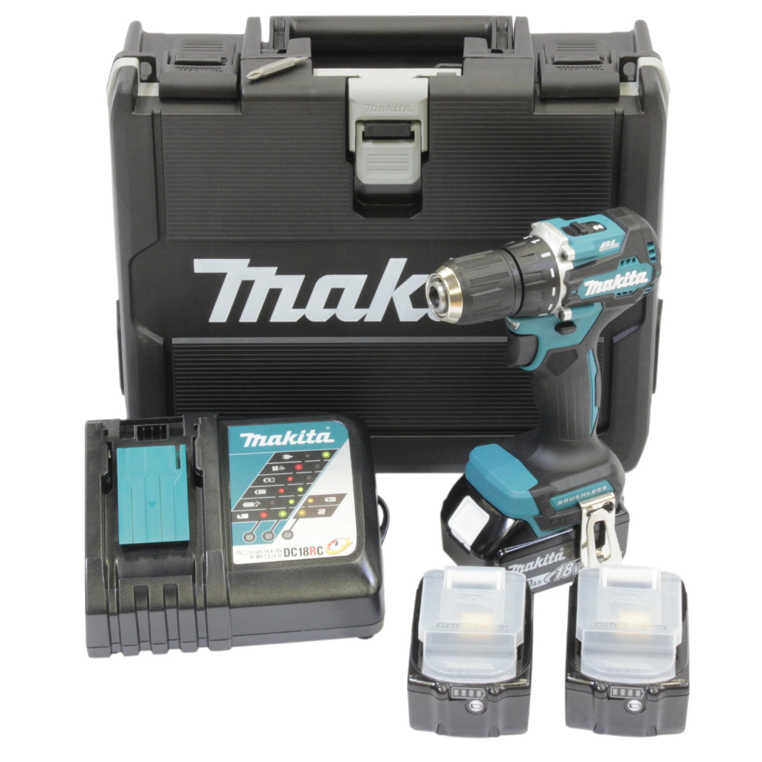 Makita 18 V Akku-Bohrschrauber DDF487RFE3 inkl. 3 x 3 Ah Akkus mit Koffer günstig online kaufen