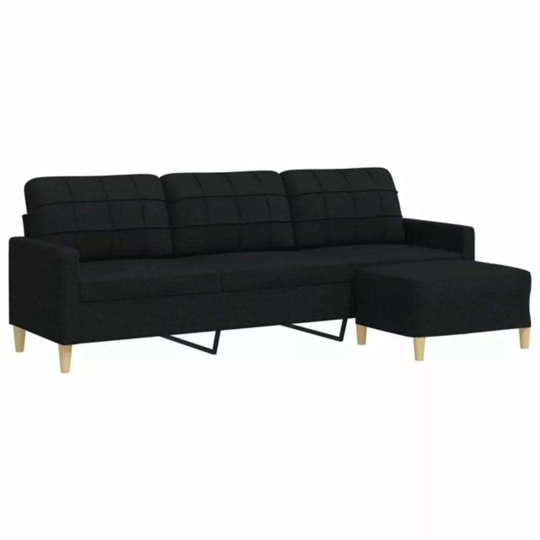 vidaXL Sofa, 3-Sitzer-Sofa mit Hocker Schwarz 210 cm Stoff günstig online kaufen