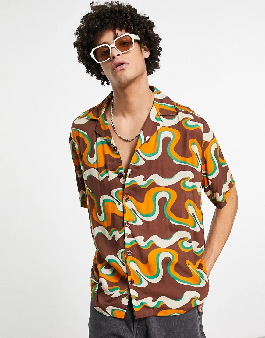 2minds – Wavy – Shirt in Braun/Orange günstig online kaufen