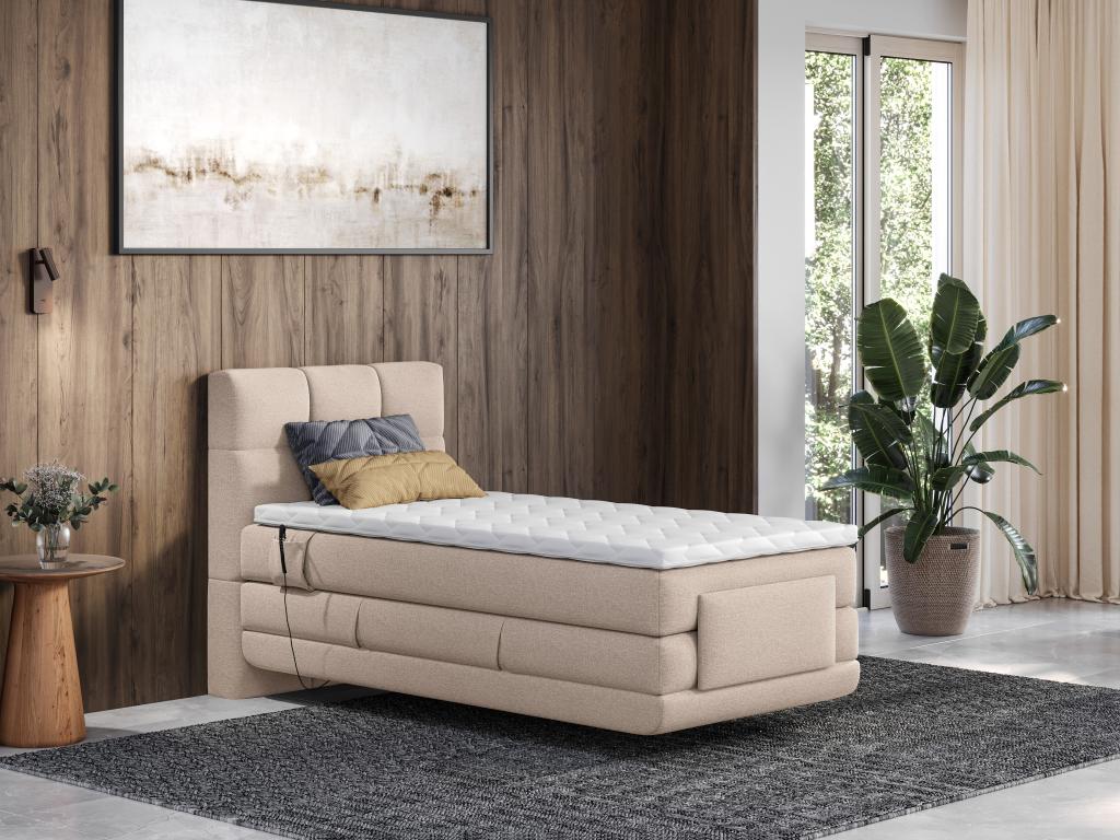 Boxspringbett mit gestepptem Kopfteil + elektrischem Untergestell mit Relax günstig online kaufen