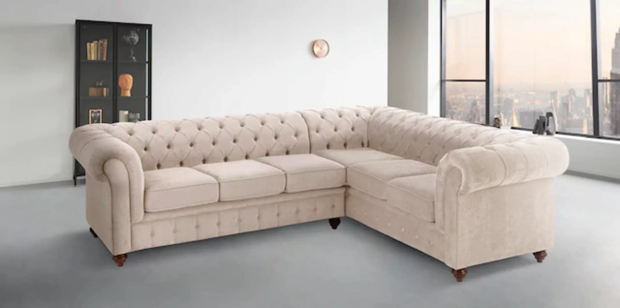 Home affaire Chesterfield-Sofa »Chesterfield Ecksofa, auch in Leder L-Form« günstig online kaufen