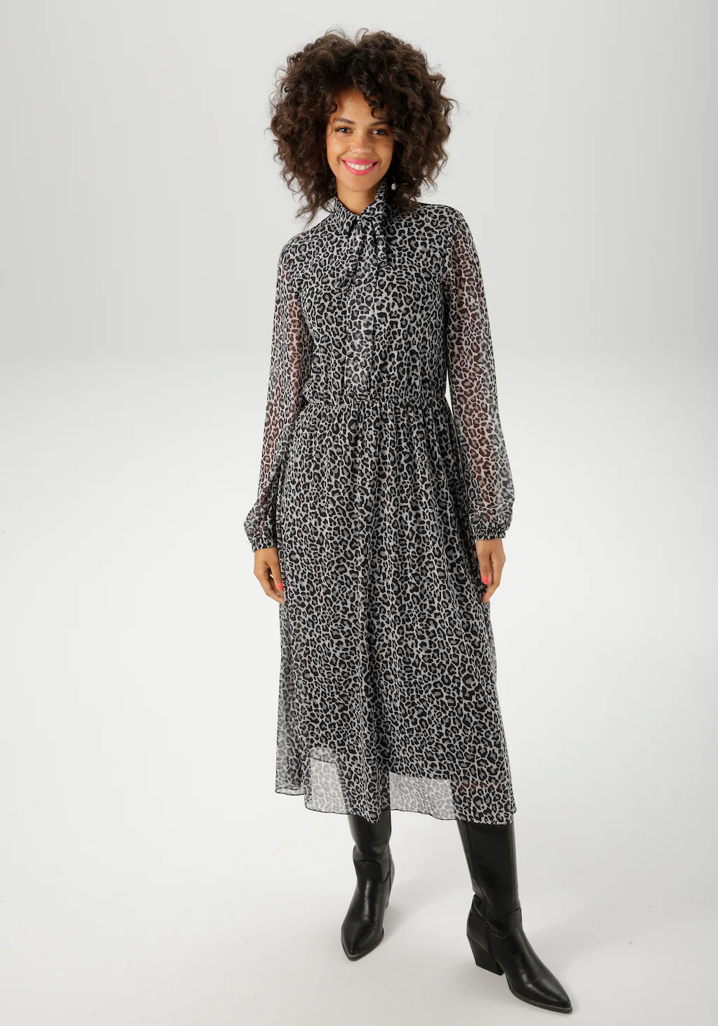 Aniston CASUAL Blusenkleid, mit farbharmonischem Animal-Print - NEUE KOLLEK günstig online kaufen