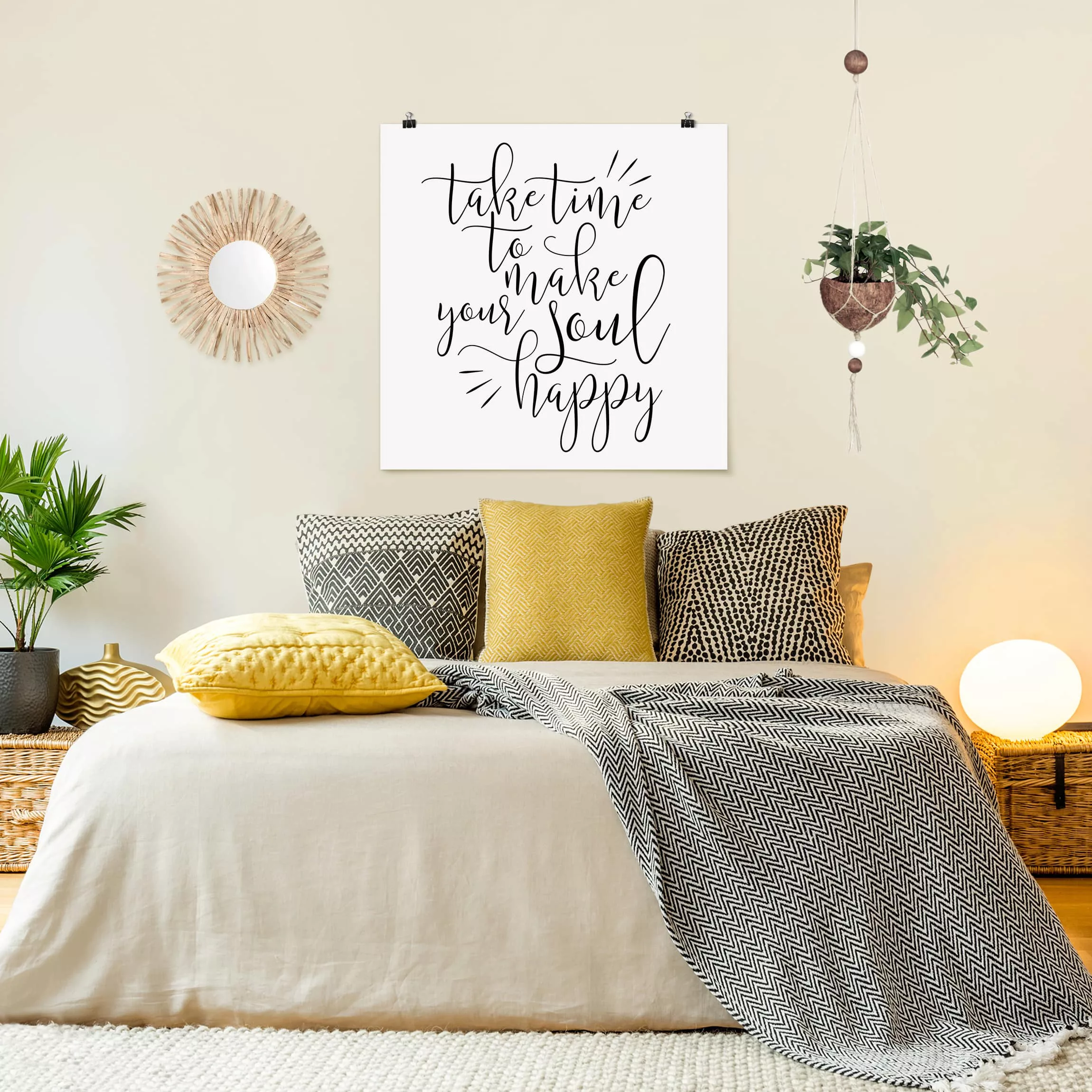 Poster Spruch - Quadrat Take time to make your soul happy günstig online kaufen