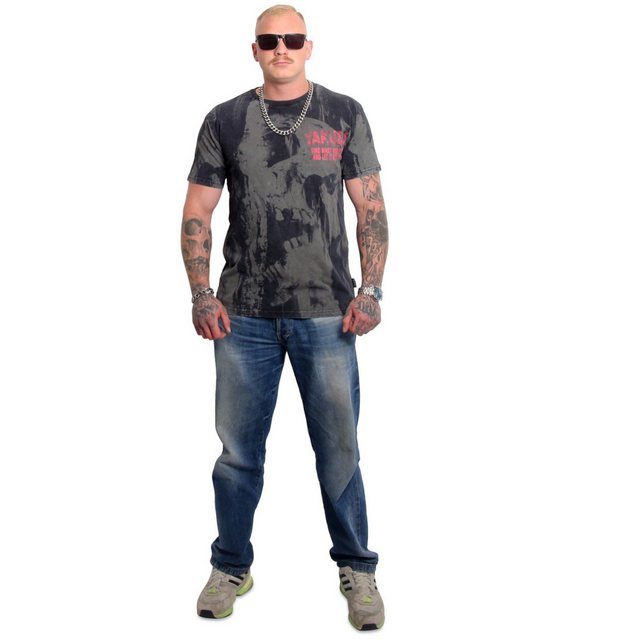 YAKUZA T-Shirt Crashed Skull in angesagter Acid Waschung günstig online kaufen