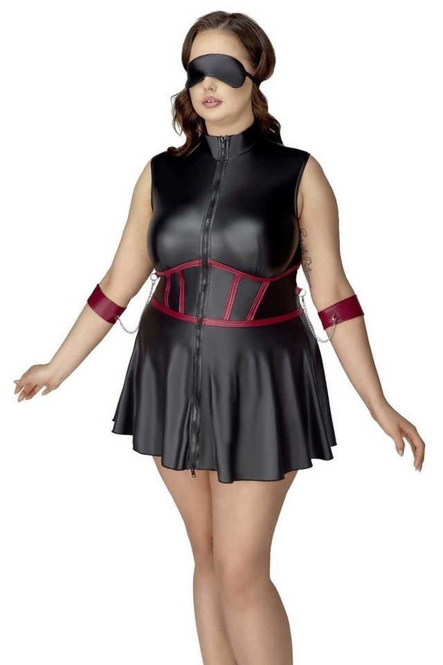 Cottelli Bondage Minikleid Mini Kleid schwarz-rot sexy XXL (1-tlg) günstig online kaufen