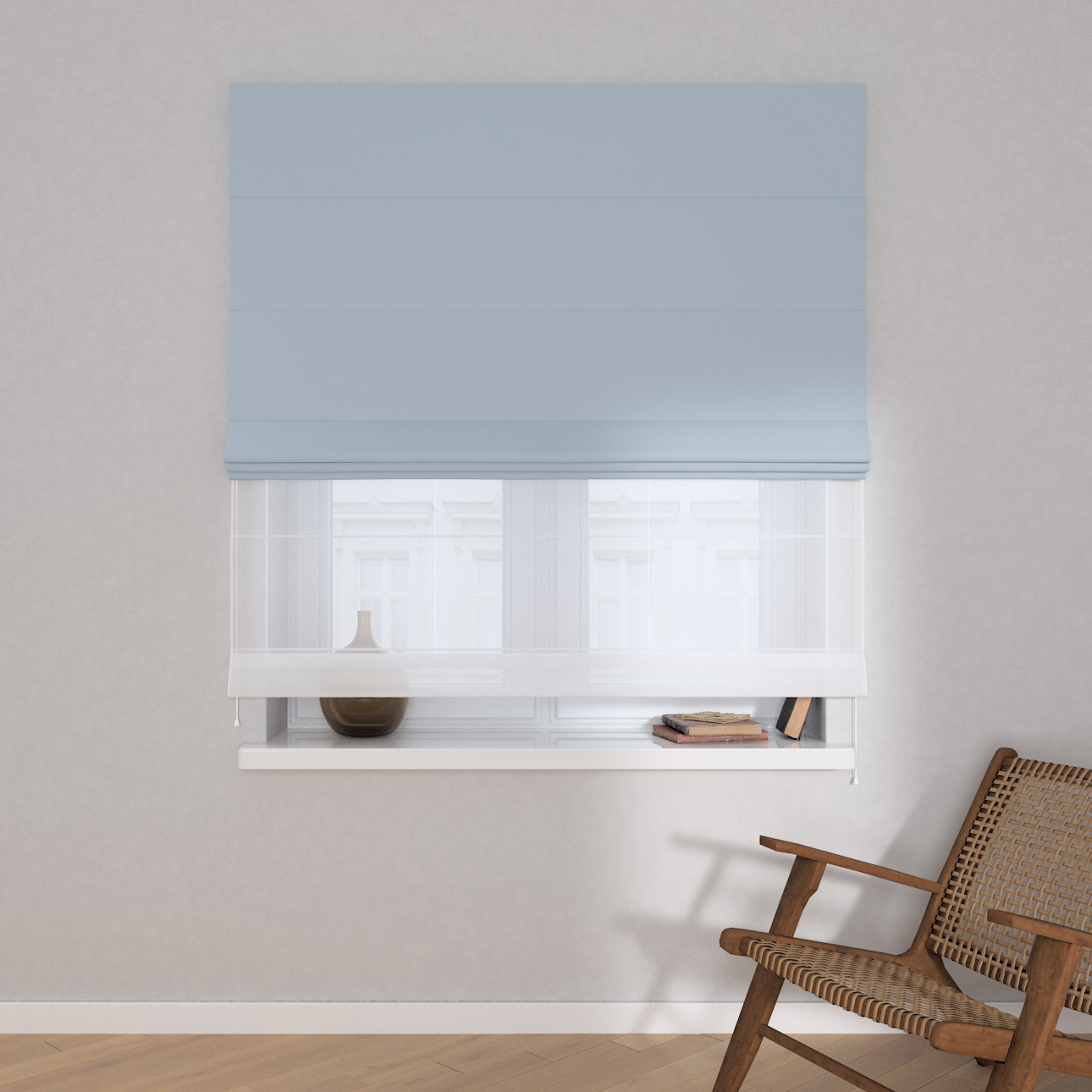Dekoria Doppelraffrollo Duo, blau-grau, 50 x 60 cm günstig online kaufen