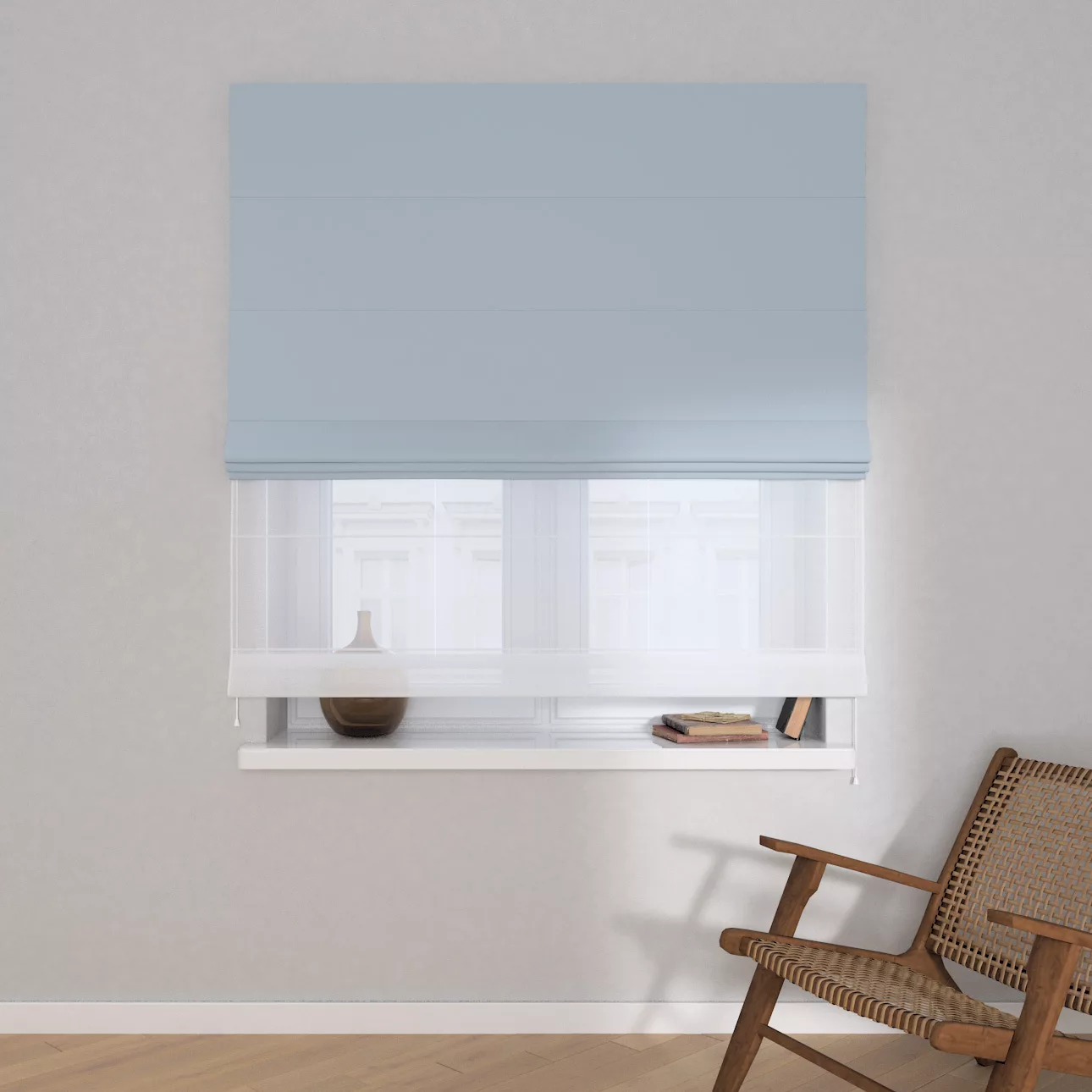 Dekoria Doppelraffrollo Duo, blau-grau, 160 x 170 cm günstig online kaufen