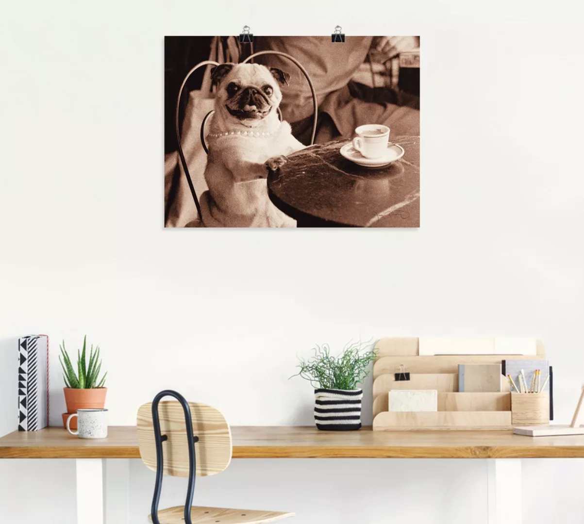 Artland Wandbild »Kaffee Mops«, Haustiere, (1 St.), als Leinwandbild, Poste günstig online kaufen