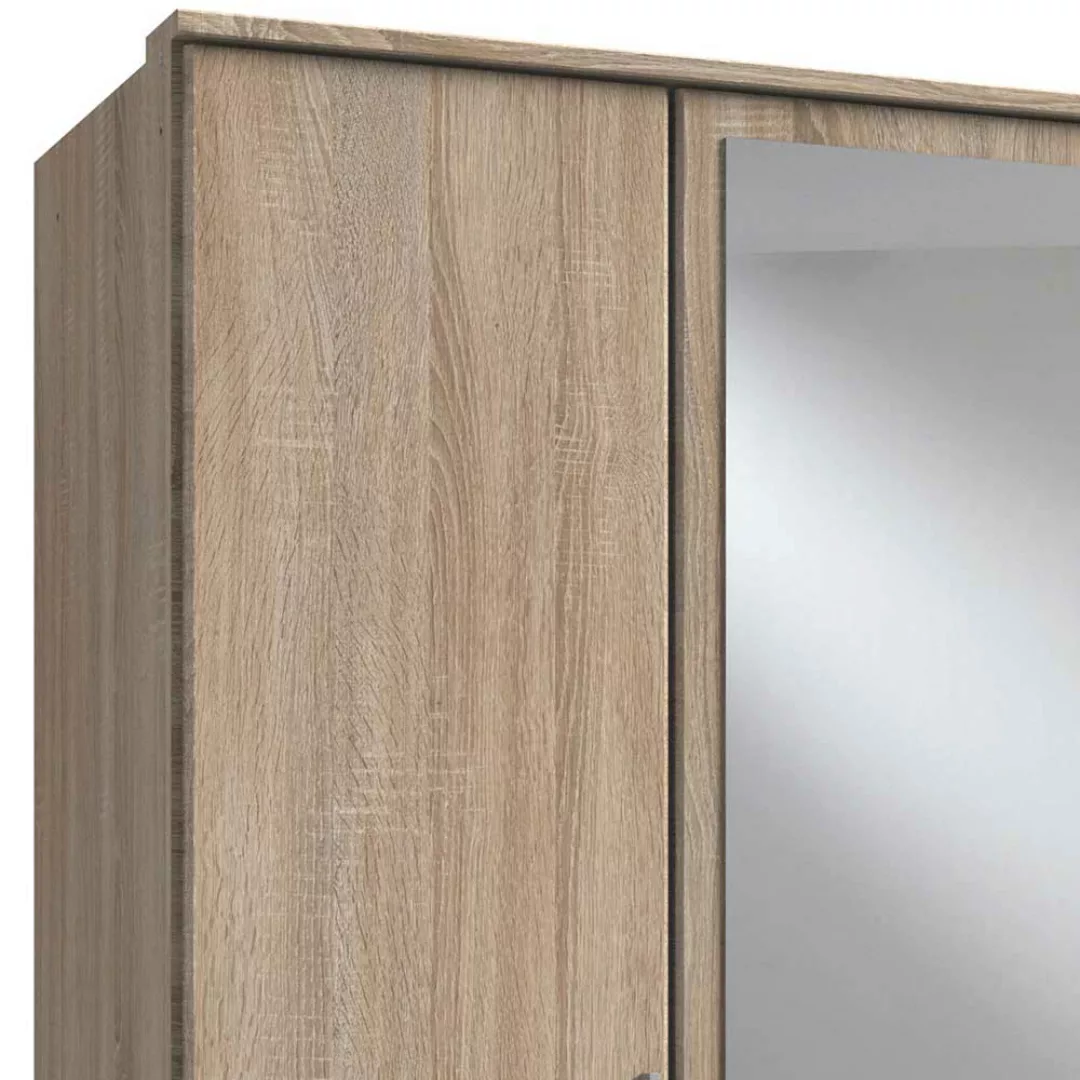 Schrank für Schlafzimmer in Eiche Sägerau drei Schubladen und Türen günstig online kaufen