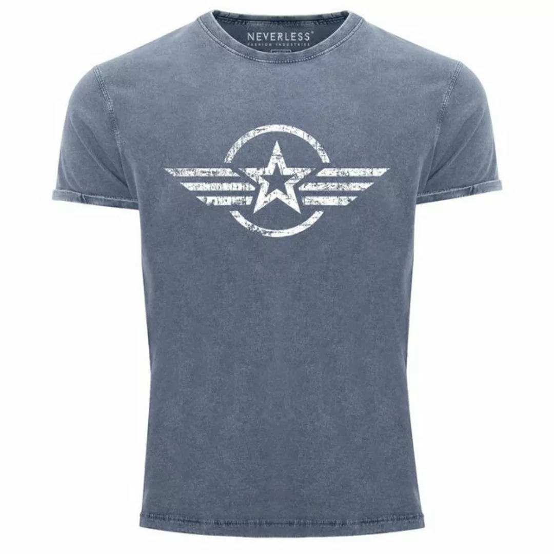 Neverless Print-Shirt Herren Vintage Shirt Airforce Stern Army Military Auf günstig online kaufen