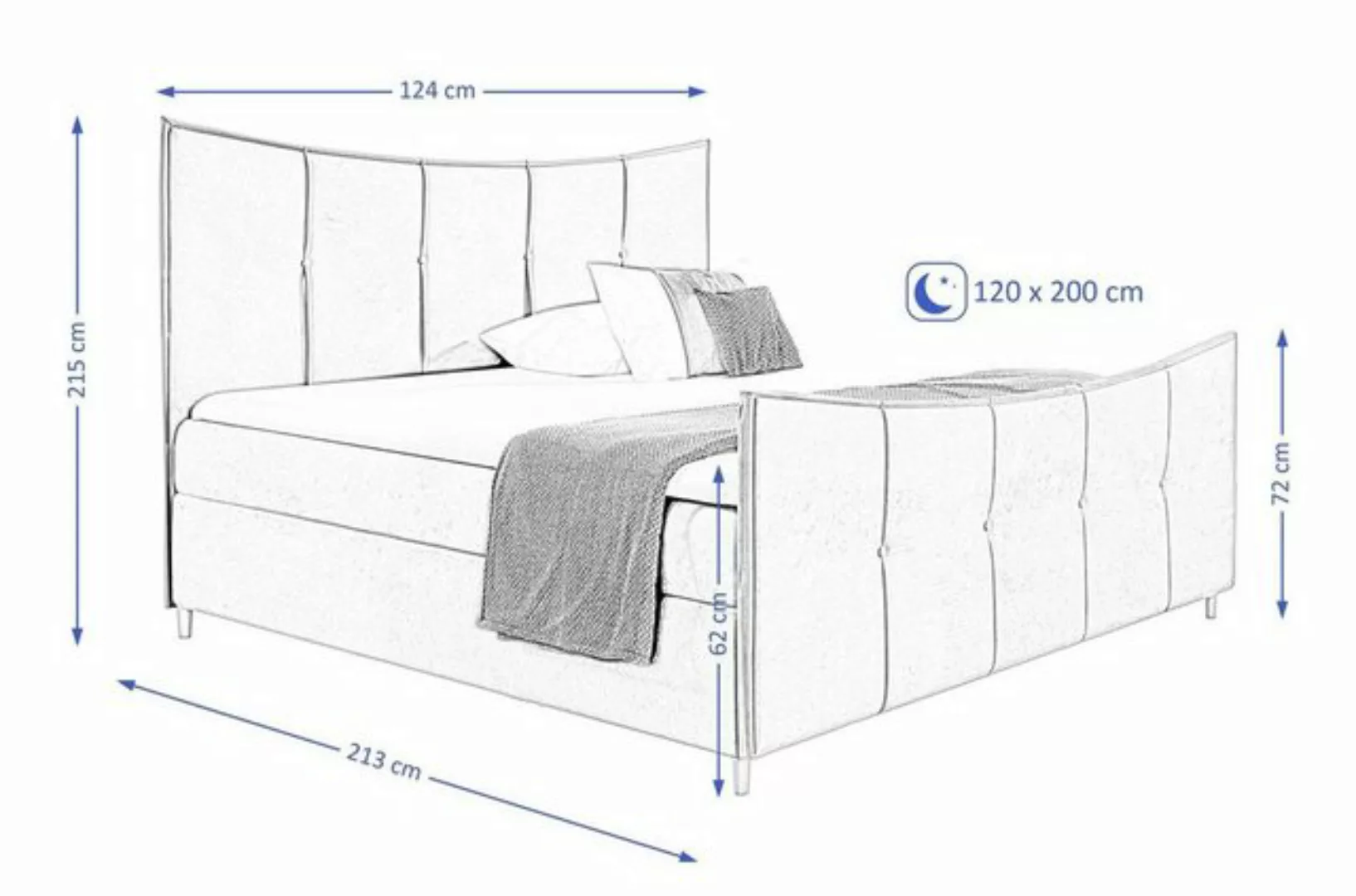 Beautysofa Boxspringbett BERGO LUX (Doppelbett, Bett), Polsterbett im moder günstig online kaufen