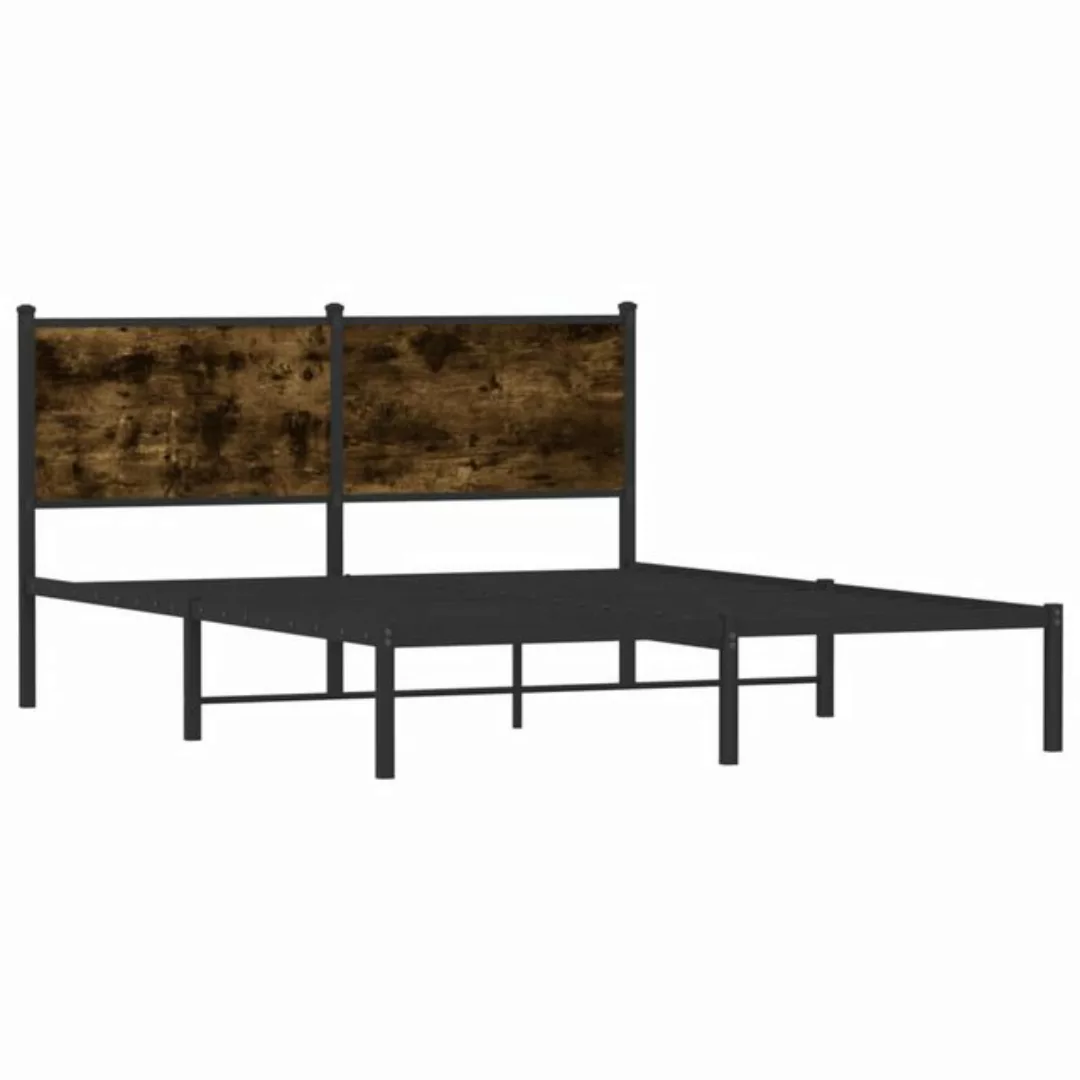 vidaXL Bett Metallbett ohne Matratze Räuchereiche 150x200 cm günstig online kaufen