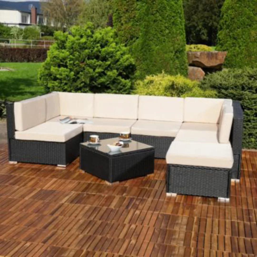 Mucola Gartenmöbel Sitzgarnitur Loungegruppe aus Polyrattan in Schwarz mit günstig online kaufen