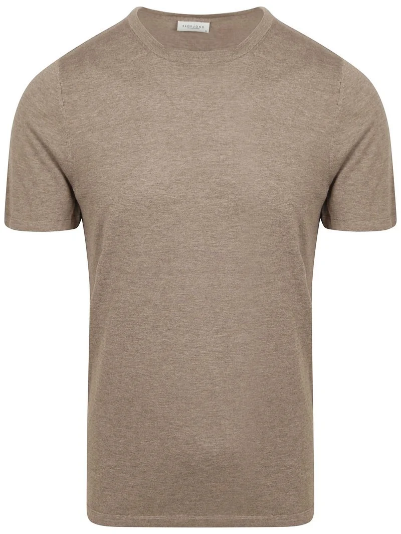 Profuomo T-Shirt Knitted Taupe - Größe L günstig online kaufen