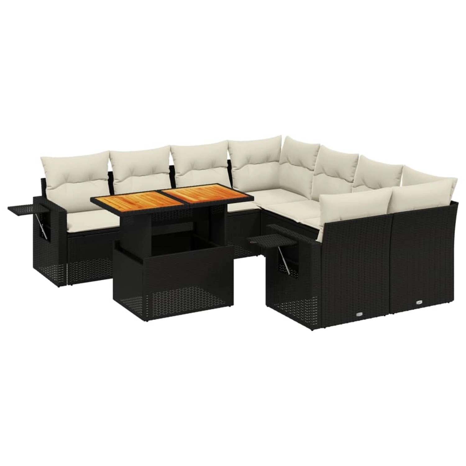vidaXL 9-Tlg Garten-Sofagarnitur mit Kissen Schwarz Poly Rattan 3271679 günstig online kaufen