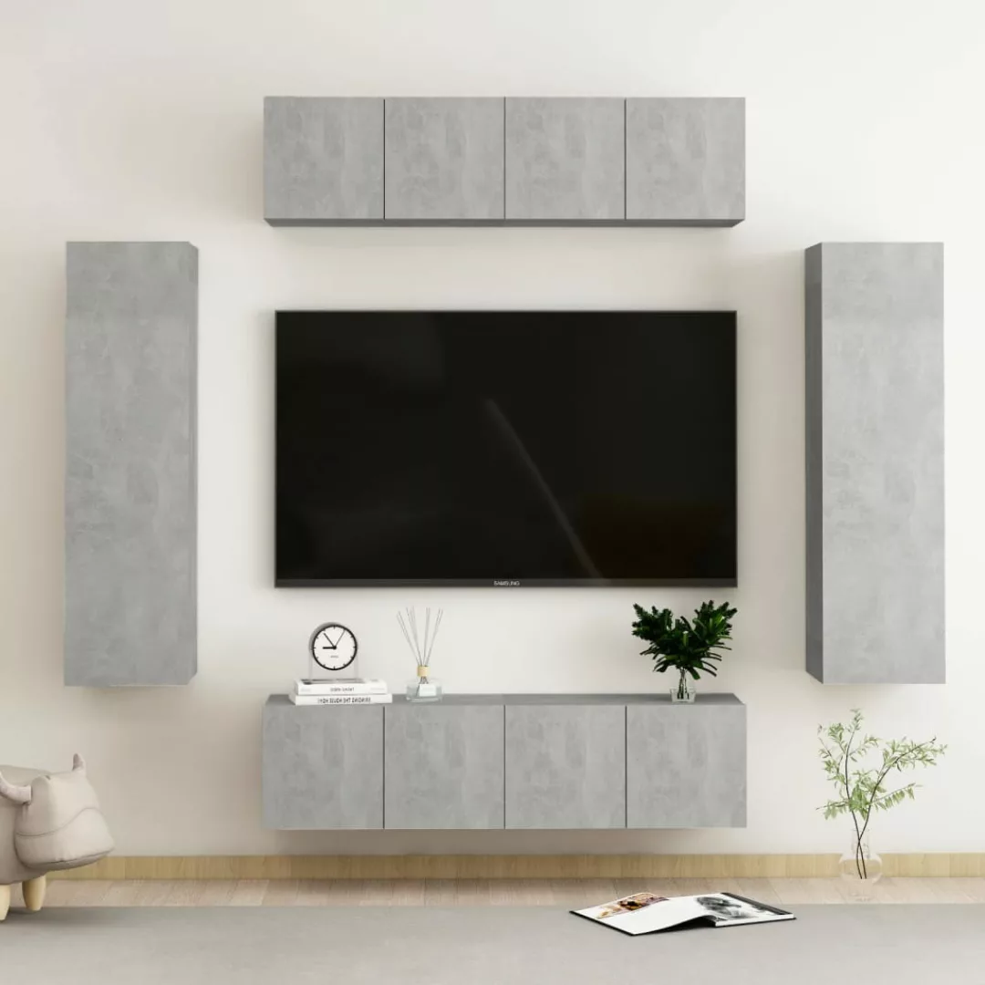 vidaXL TV-Schrank 6-tlg TV-Schrank-Set Betongrau Spanplatte günstig online kaufen