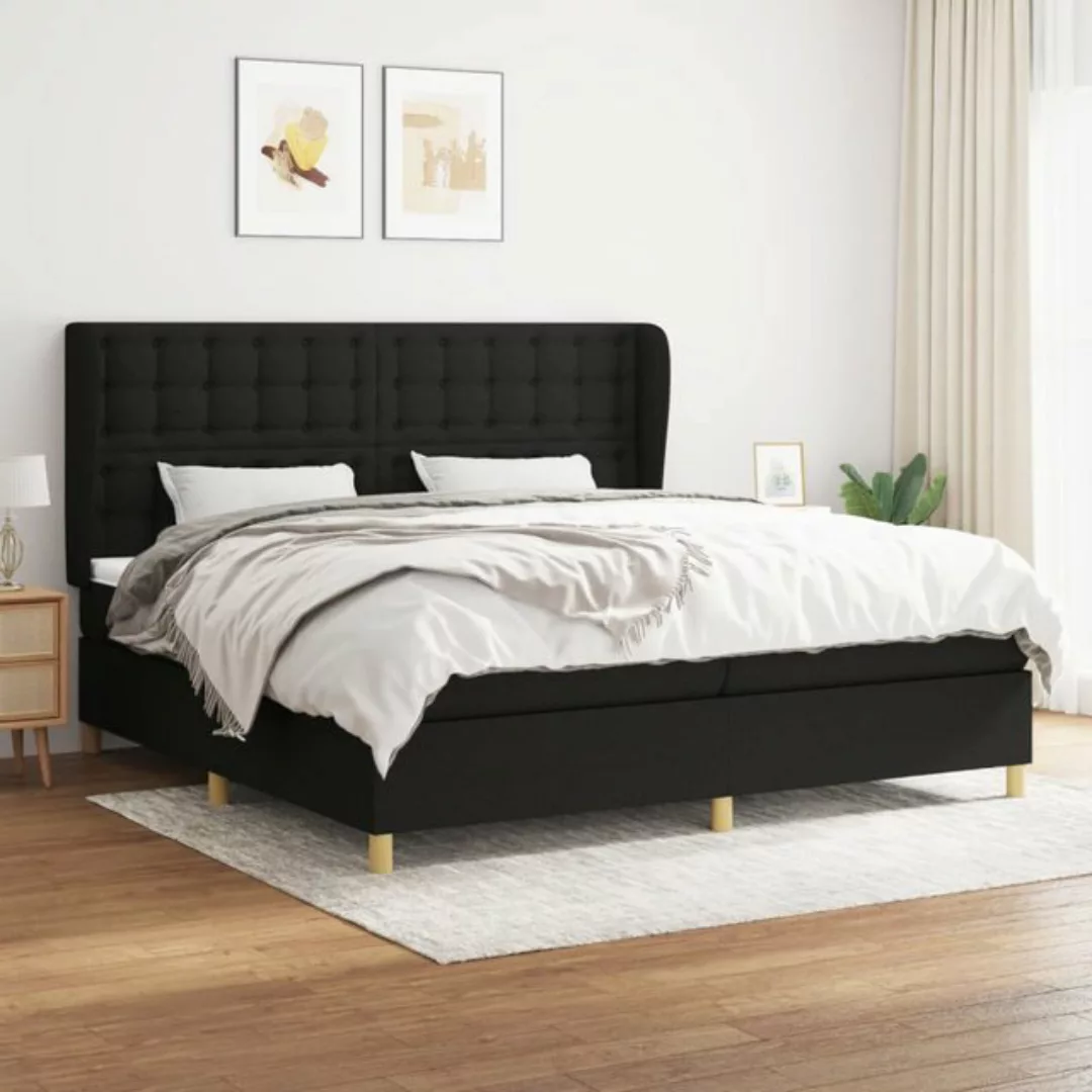 vidaXL Bettgestell Boxspringbett mit Matratze Schwarz 200x200 cm Stoff Bett günstig online kaufen