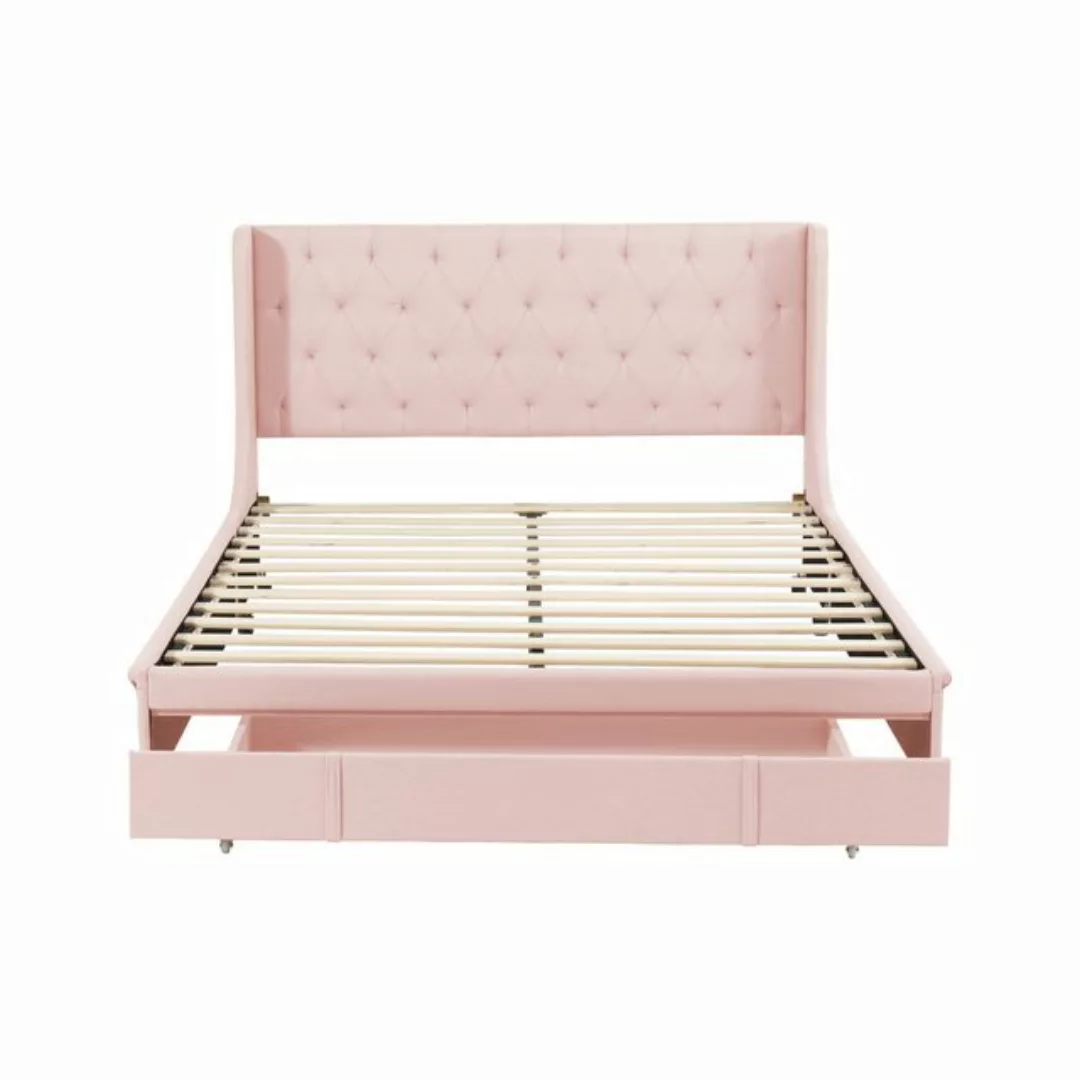 MODFU Polsterbett Stauraumbett Doppelbett Kinderbett mit Lattenrost (Rosa ( günstig online kaufen