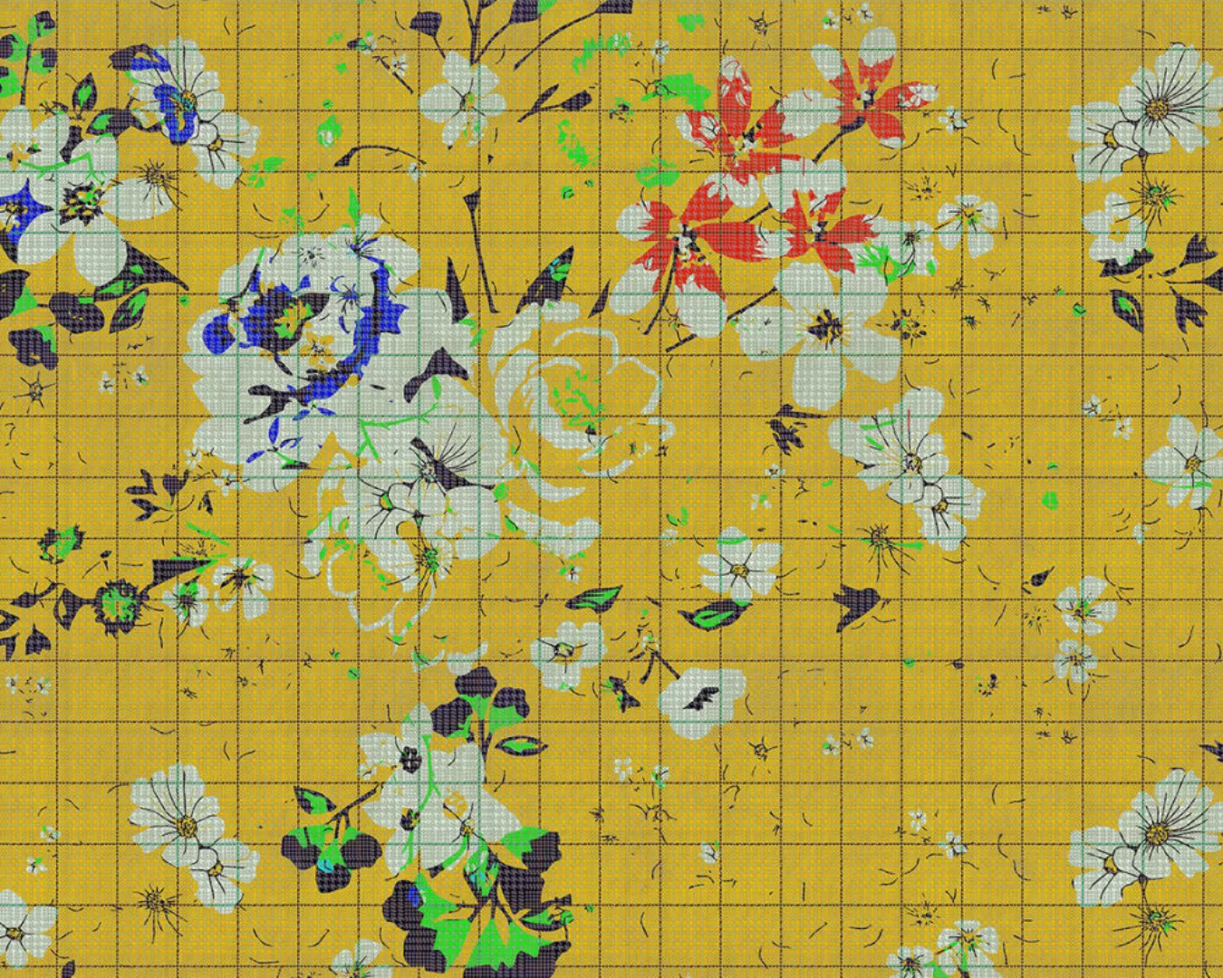 Fototapete "flower plaid 1" 4,00x2,70 m / Strukturvlies Klassik günstig online kaufen