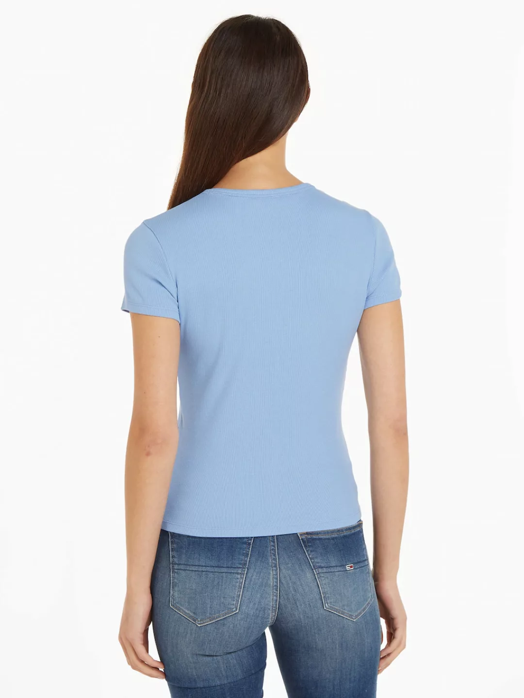Tommy Jeans T-Shirt Slim Essential Rib Shirt, Rippshirt Rundhalsshirt mit L günstig online kaufen