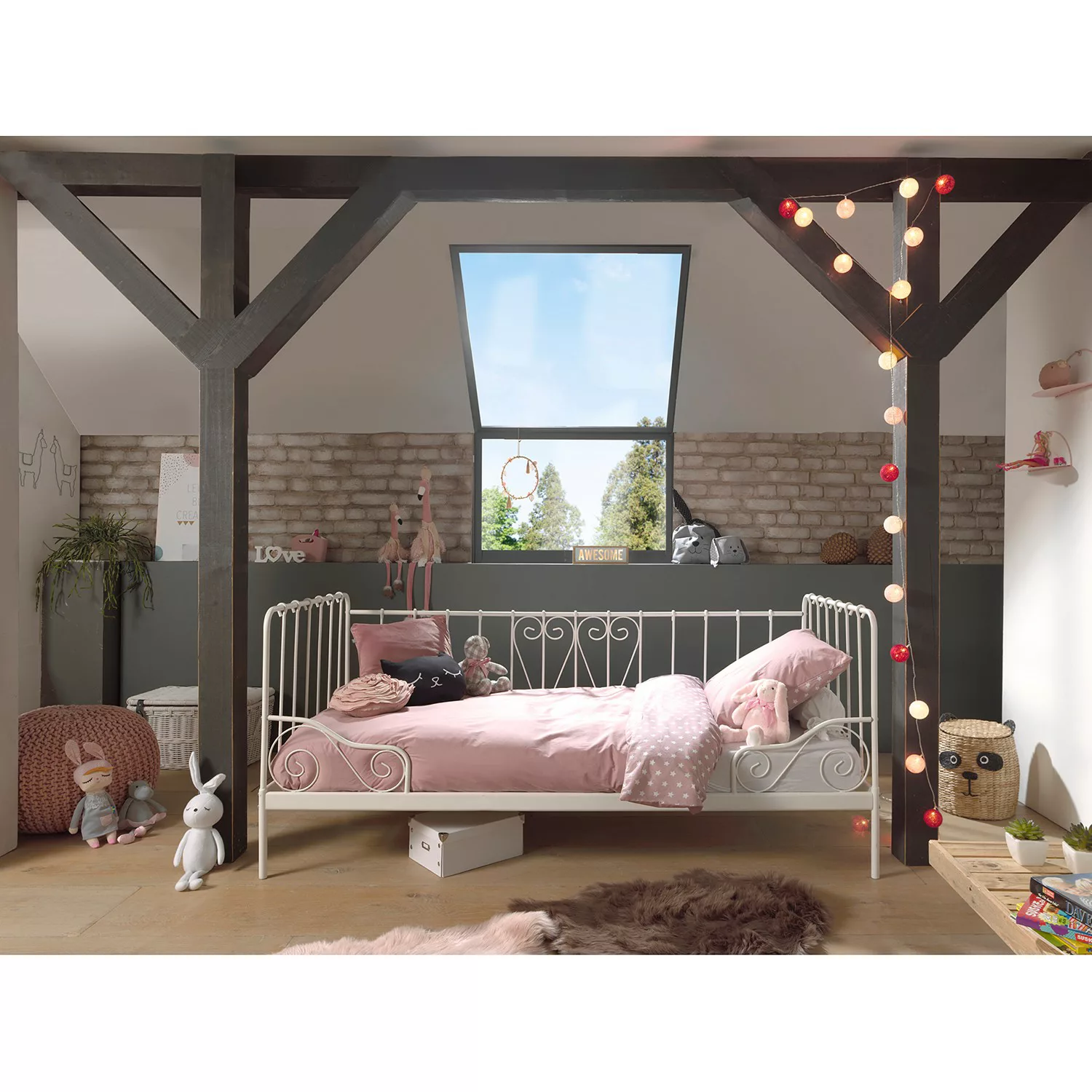 Natur24 Kinderbett Kojen-Metallbett Alice in Schwarz 205 x 89,5 x 94,5 cm günstig online kaufen
