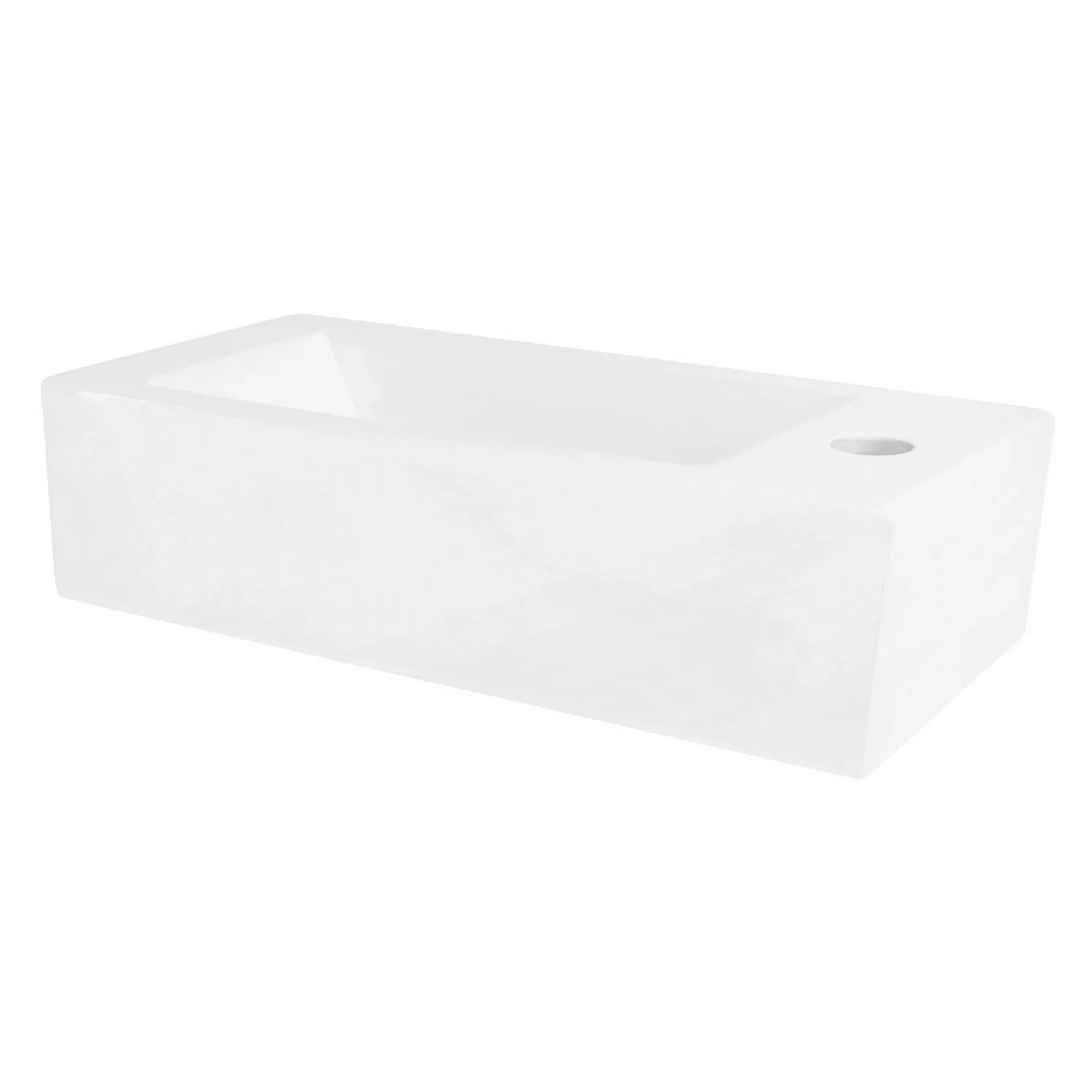 ML-Design Waschbecken aus Keramik Weiß 46x26,5x11 cm Eckig Klein Hahnloch R günstig online kaufen