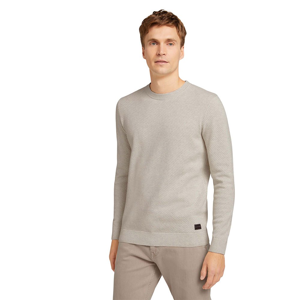 Tom Tailor Basic Structure Pullover 3XL Light Medium Grey Melange günstig online kaufen