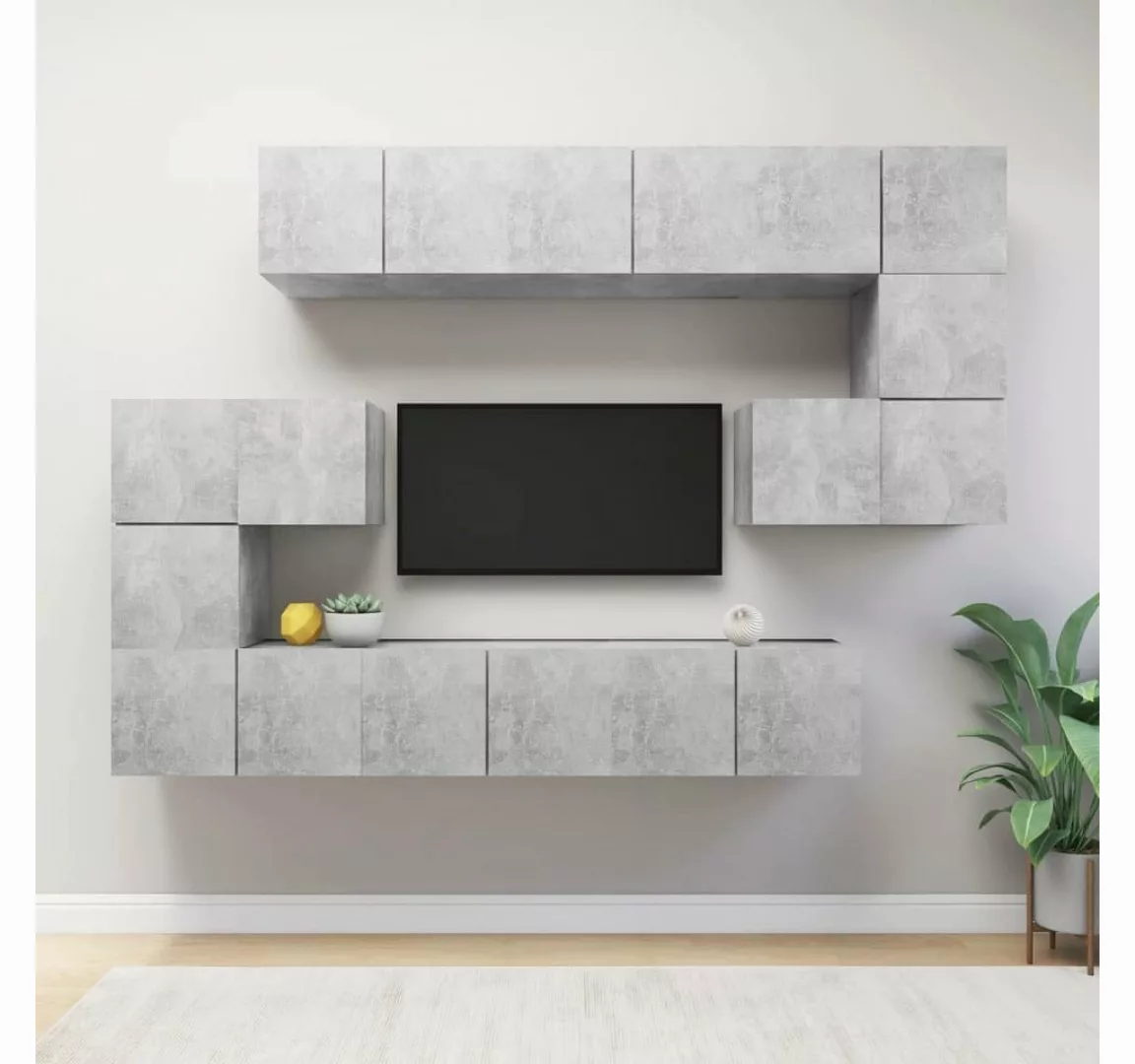 vidaXL TV-Schrank 10-tlg. TV-Schrank-Set Betongrau Holzwerkstoff (10-St) günstig online kaufen