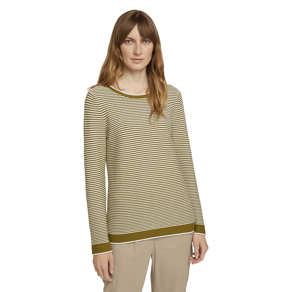 Tom Tailor Ottoman Pullover M Offwhite Green Ottoman Stripe günstig online kaufen